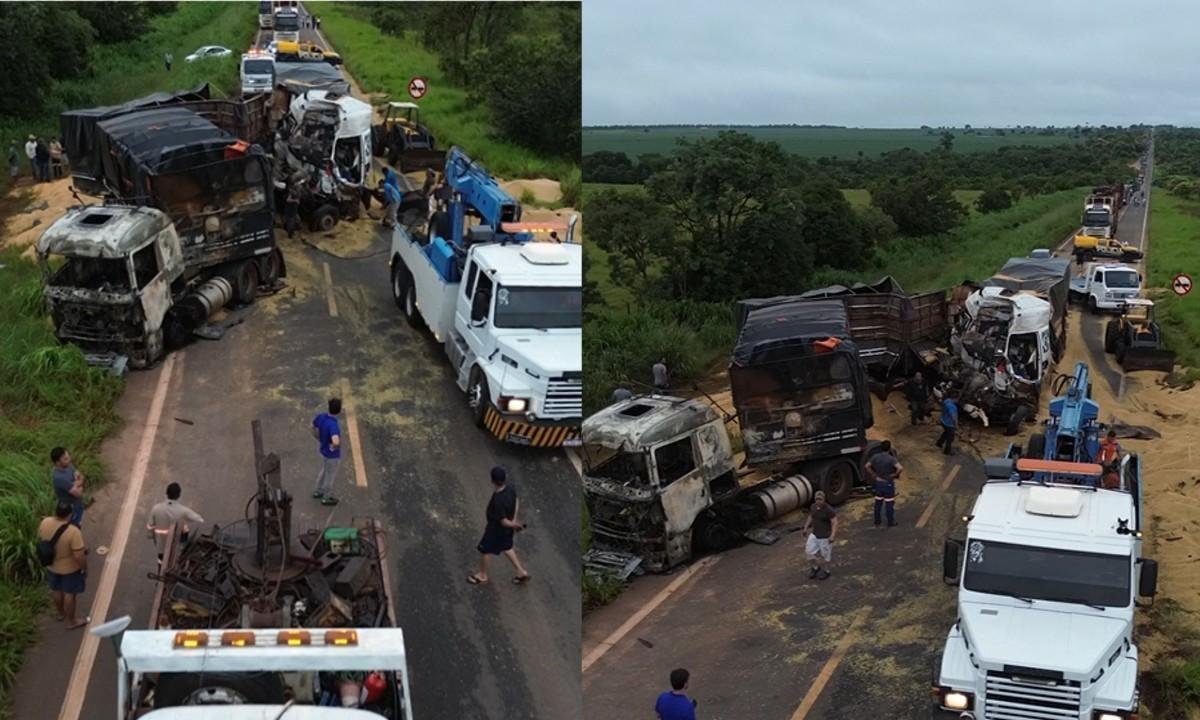 Carreta tem pane, pega fogo e caminhoneiro morre em acidente na MS-395 | G1