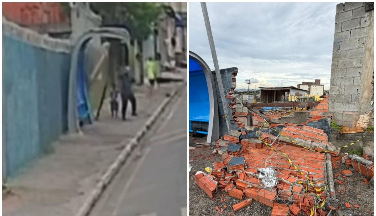 Câmera registra momento em que muro de fábrica desaba sobre menino | G1