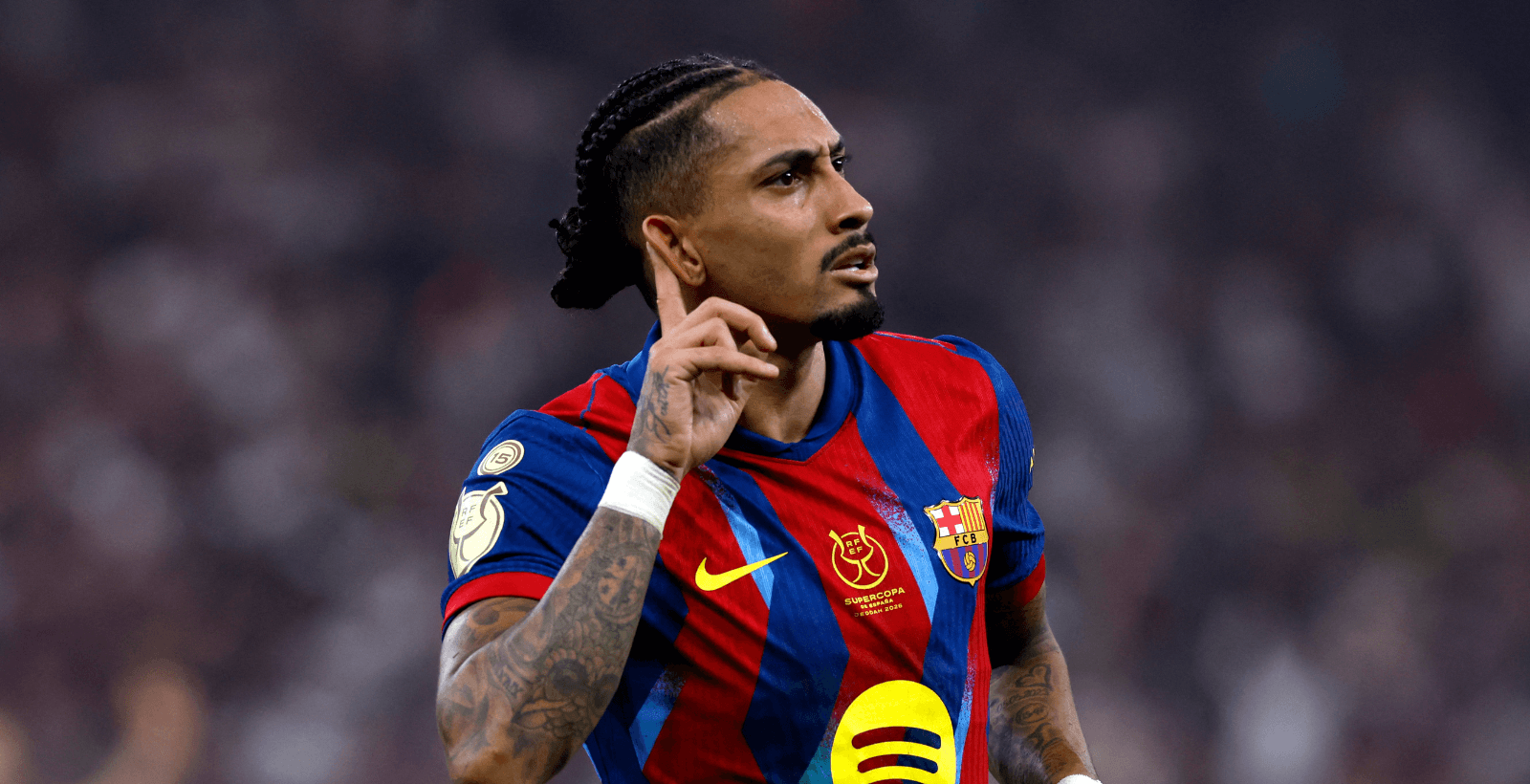 "Sorte": Raphinha reage após decidir título contra o Real Madrid