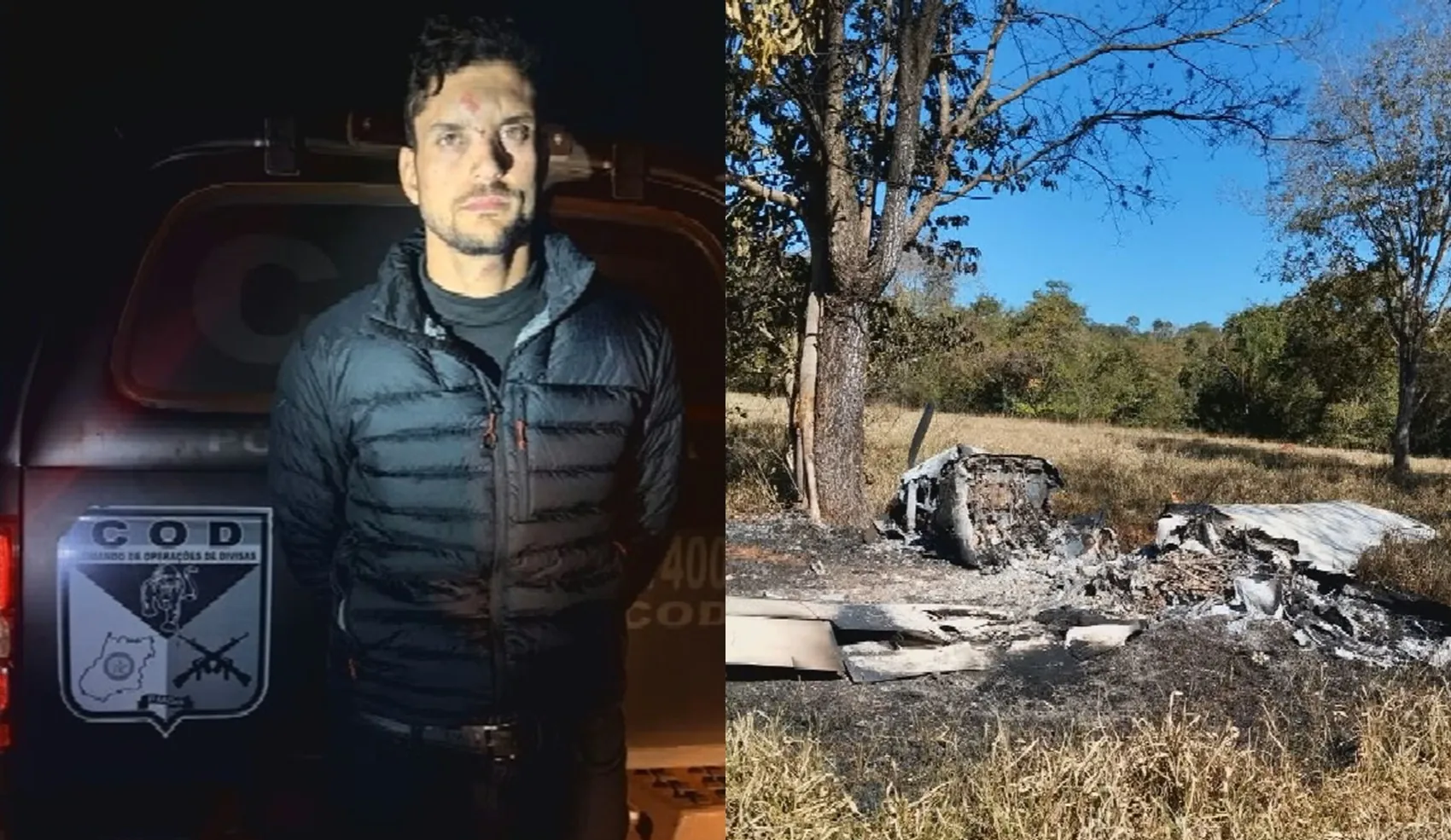 Piloto colocou fogo em avião que transportou cocaína para tentar destruir provas, diz polícia
