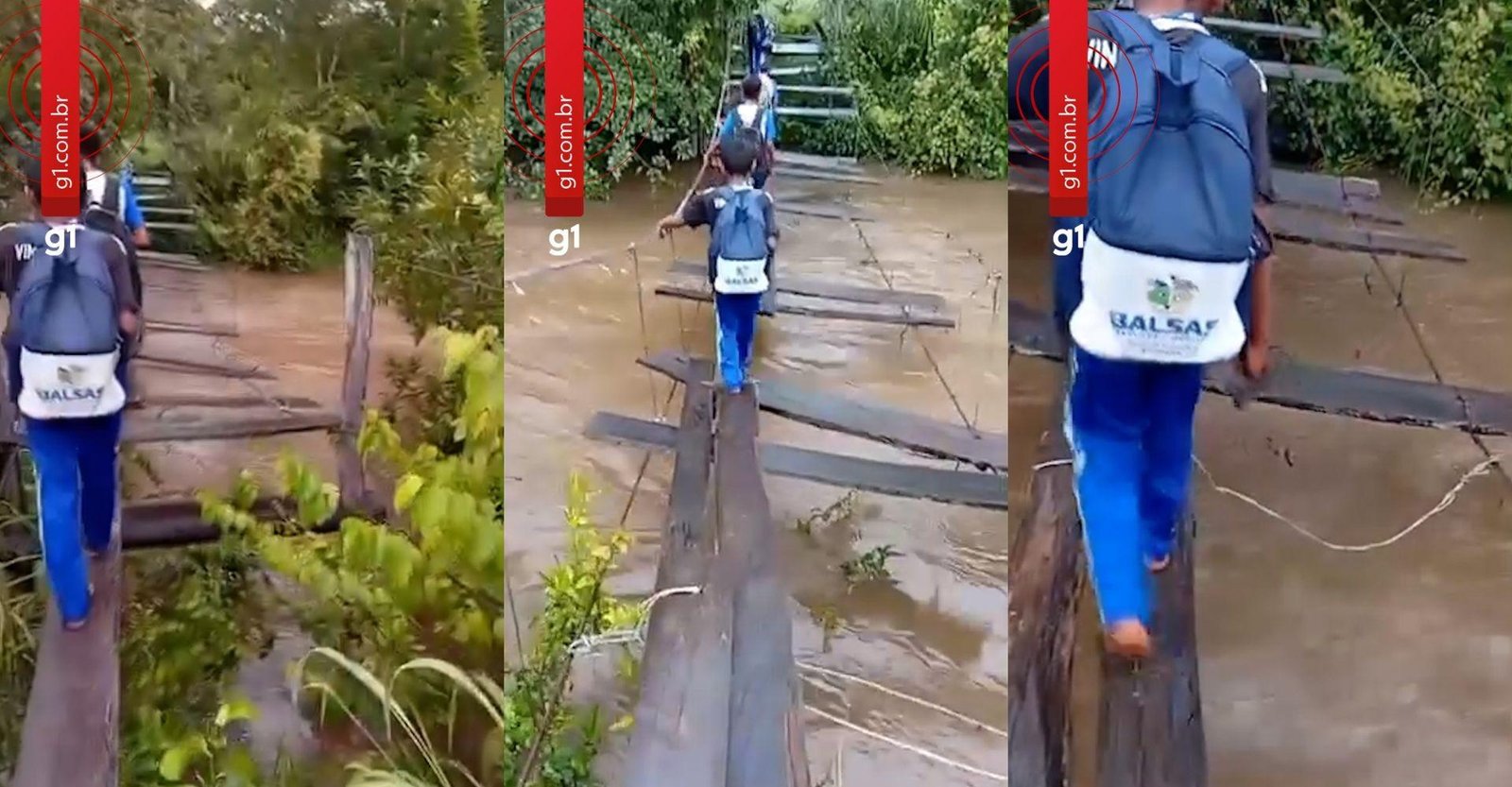 Crianças se arriscam em ponte deteriorada para chegar à escola no MA | G1
