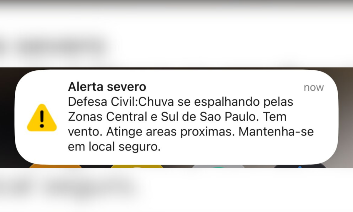 Defesa Civil emite alerta severo para chuvas se espalhando pela cidade de SP