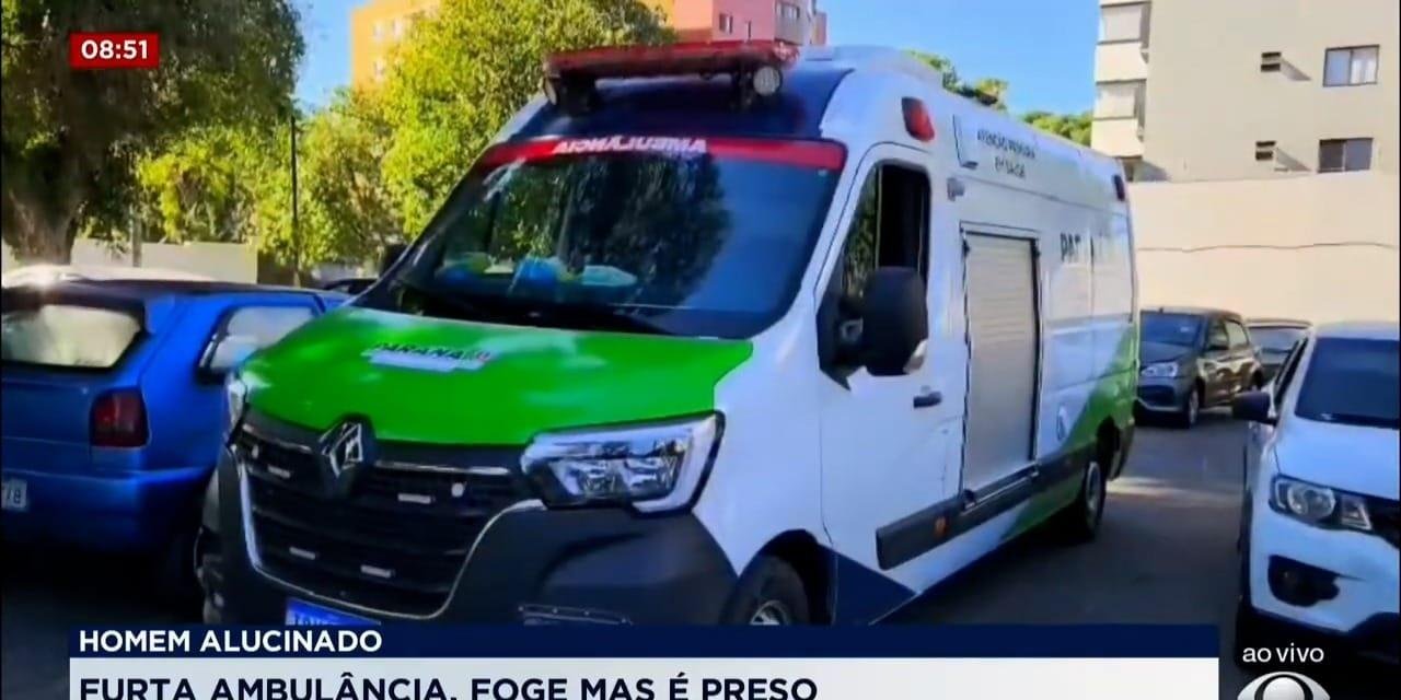 Homem furta ambulância do Samu e é preso após perseguição em Curitiba