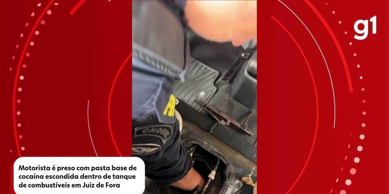 Homem é pego com 11kg de pasta base no tanque de combustíveis em JF | G1