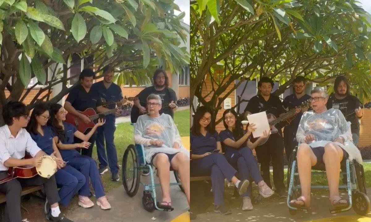 Vídeo: paciente em cuidados paliativos faz 'show' como agradecimento à equipe de hospital antes de receber alta, no Paraná | G1