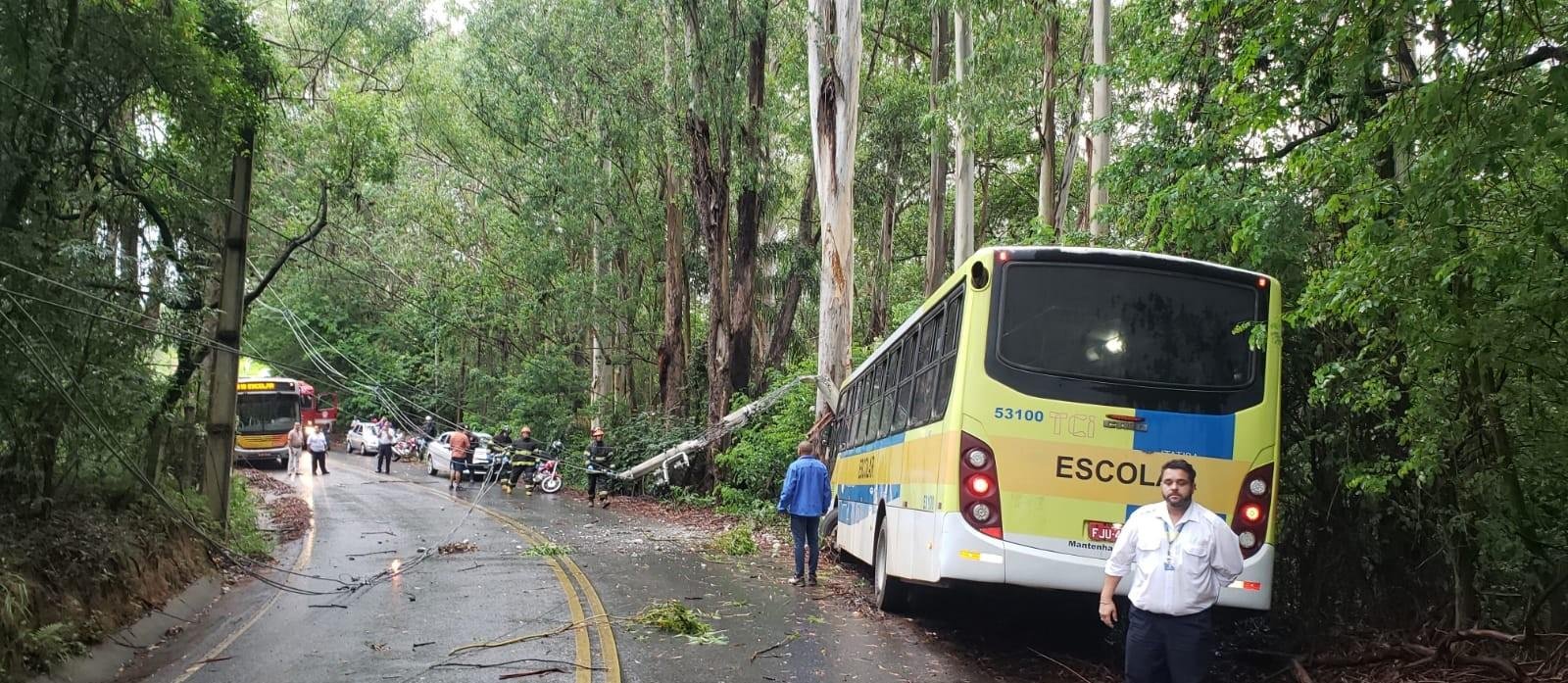 Ônibus escolar bate em poste e deixa feridos em Itatiba | G1