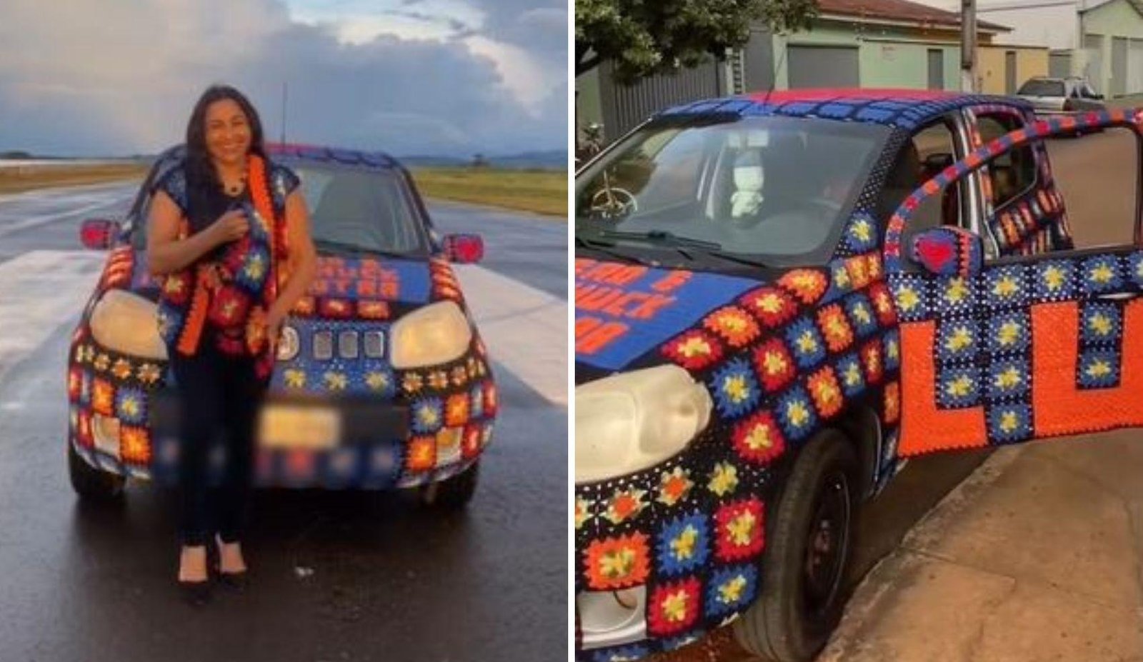 700 quadrinhos e 25 kg de linha em carro de crochê | G1