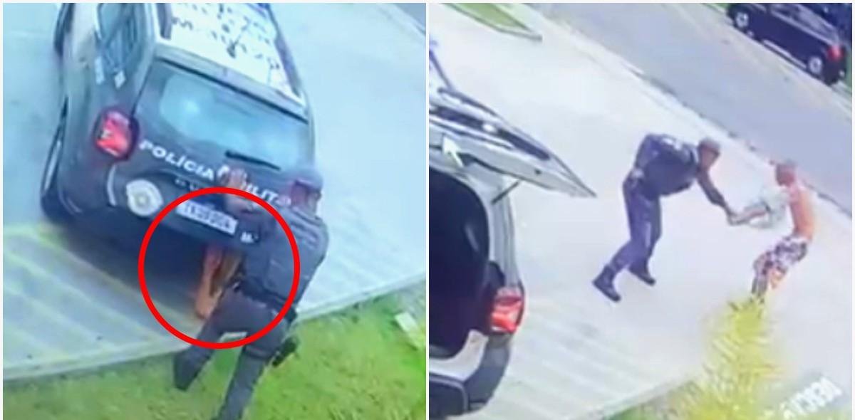 VÍDEO: PM usa porta da viatura para prensar pernas de suspeito detido | G1