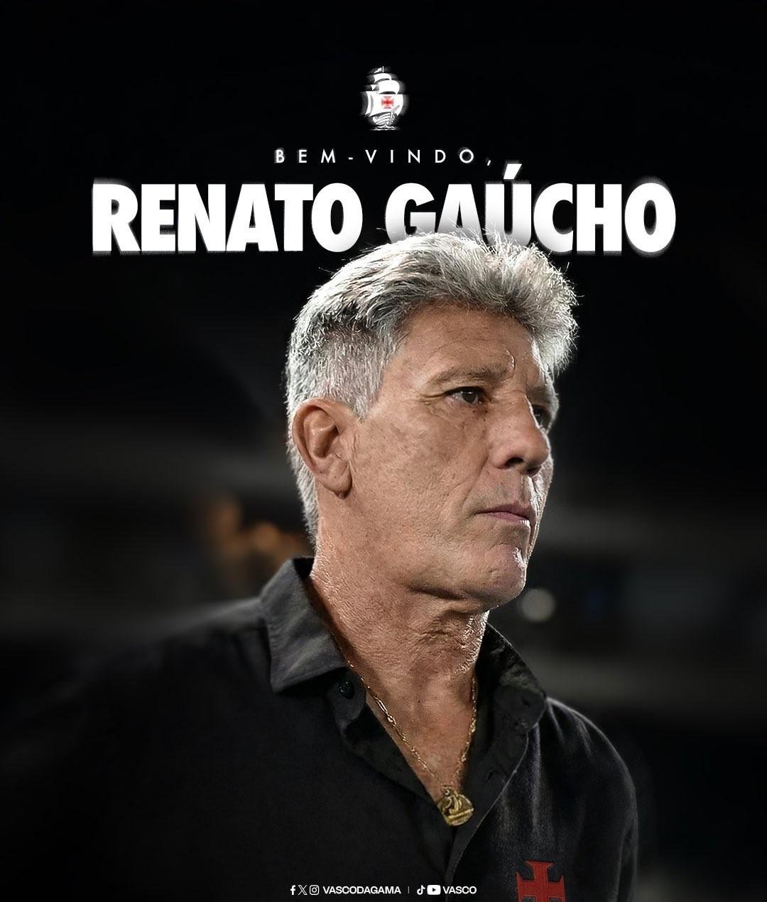 Vasco anuncia contratação do técnico Renato Gaúcho