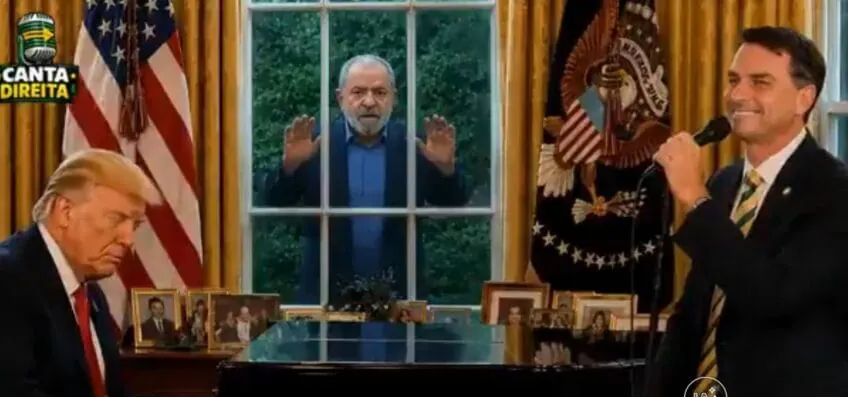 Eduardo publica vídeo de IA com “dueto” de Flávio e Trump
