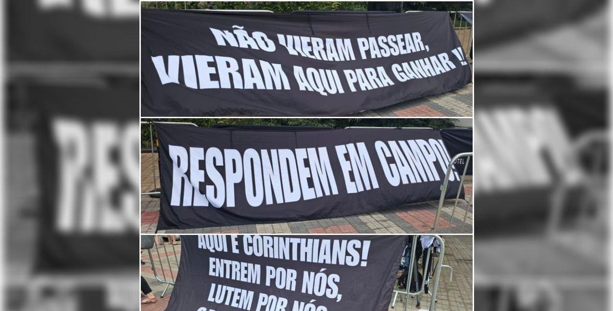 Corinthians chega a Belo Horizonte sob protestos: "Não vieram passear"