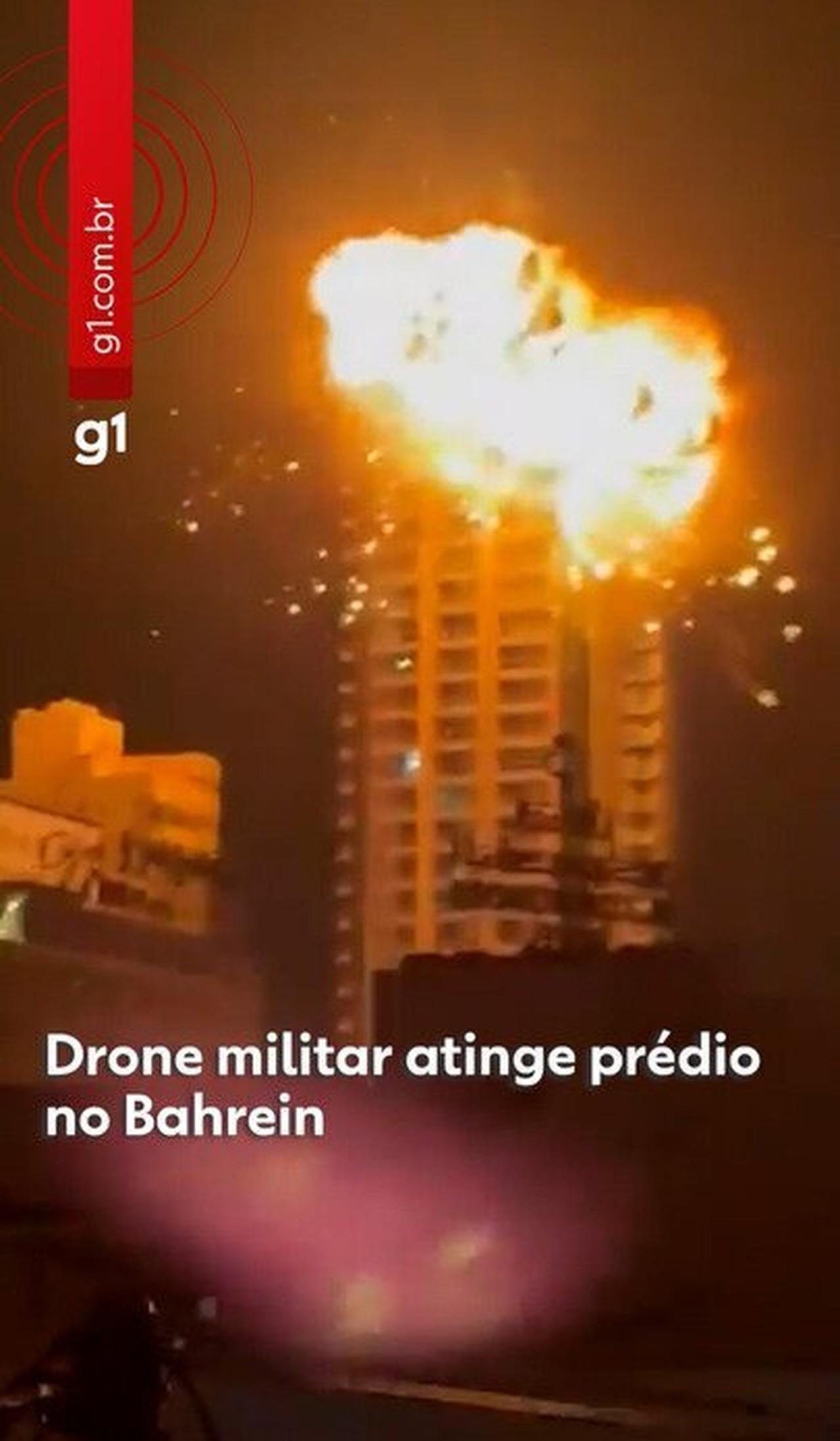 VÍDEO: Drone militar atinge prédio residencial no Bahrein e explode | G1