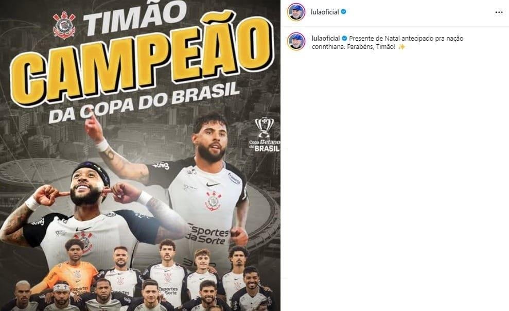Lula celebra título do Corinthians na Copa do Brasil: "Natal antecipado"