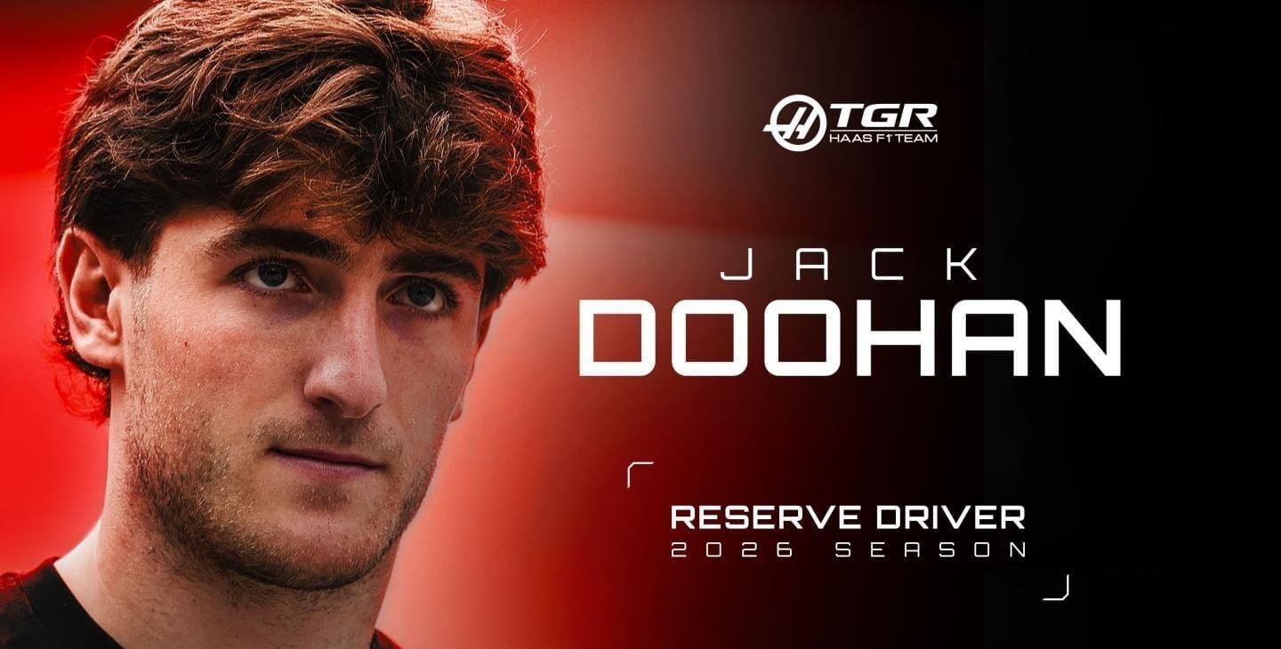 Haas anuncia Jack Doohan como piloto reserva para a temporada 2026 da F1