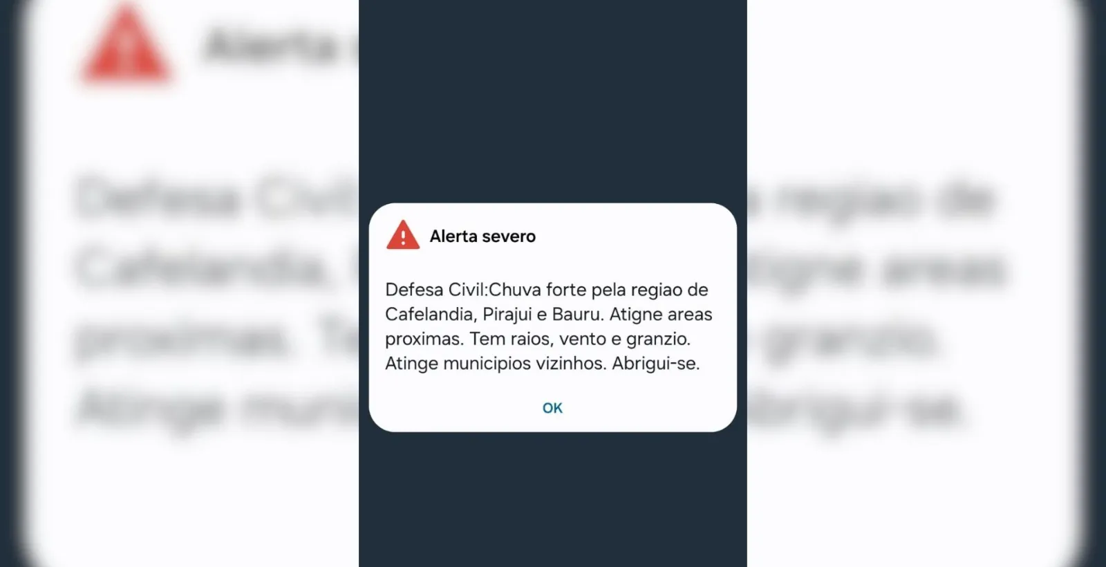 Defesa Civil emite alerta sobre chuva forte e granizo em Bauru e região
