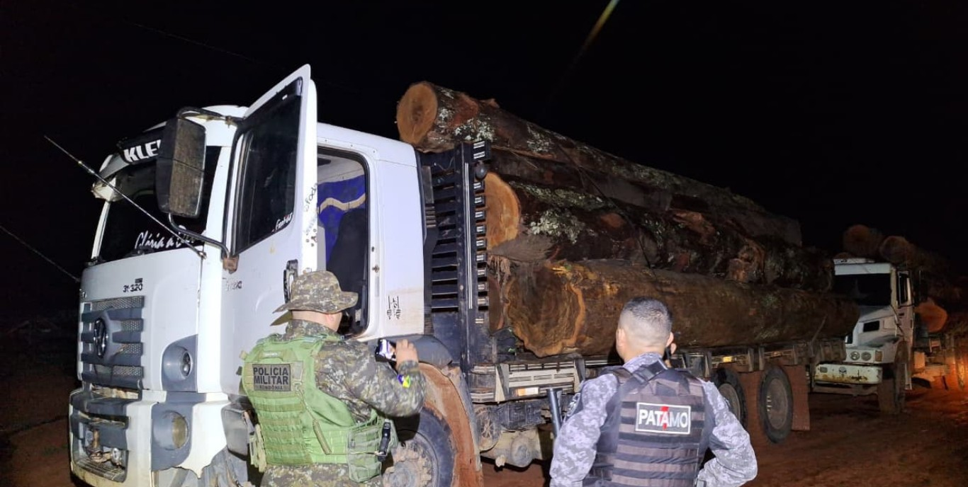 Madeira ilegal em Rondônia: comboio é abandonado em área protegida | G1