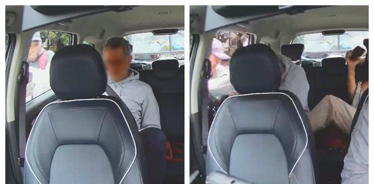 VÍDEO: Casal sofre tentativa de roubo com 'quebra-vidro' dentro de táxi por aplicativo no Centro de SP | G1