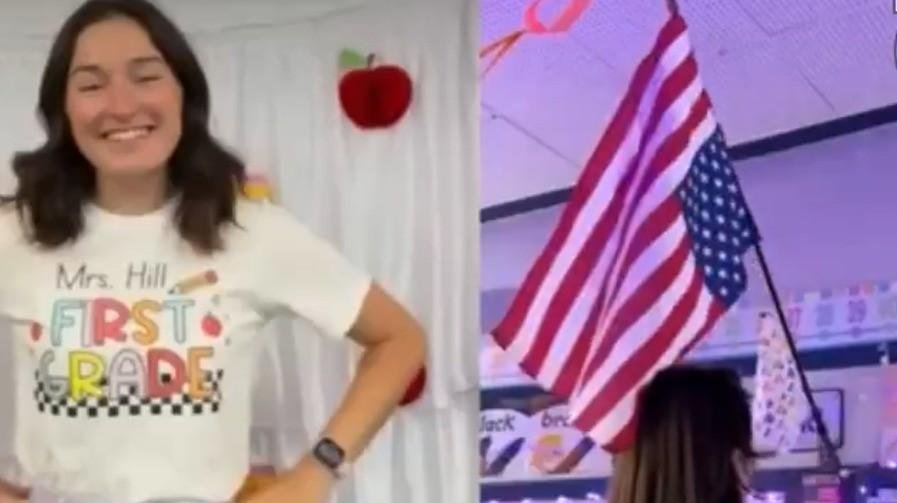 Vídeo: professora infantil é investigada nos EUA após virar bandeira de ponta cabeça e expor cartaz contra ICE em sala de aula
