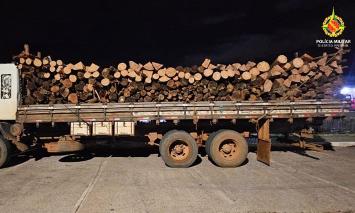 Crime ambiental: PM flagra transporte ilegal de madeira em área do DF
