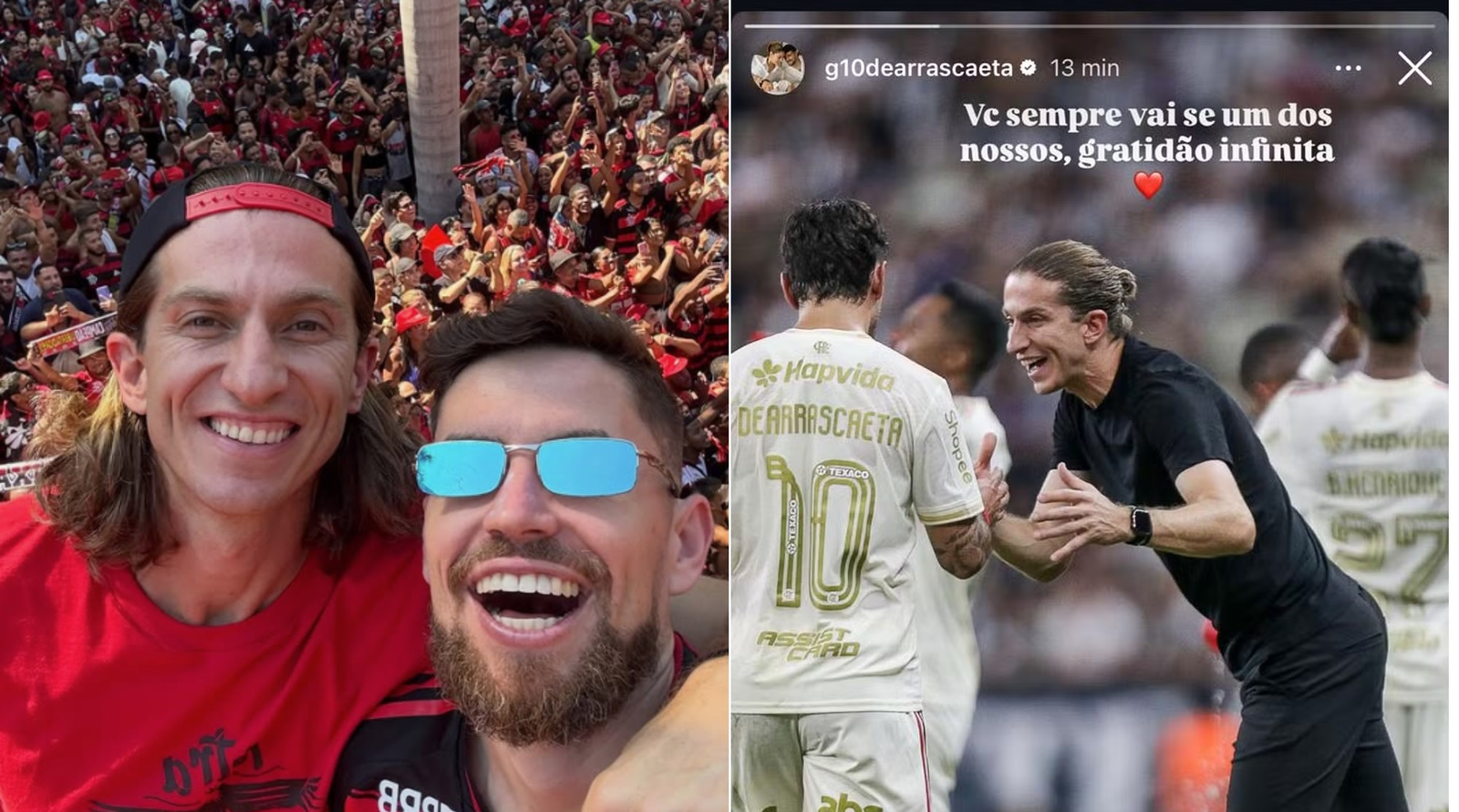 Elenco se despede de Filipe Luís após demissão no Flamengo: 'Você sempre vai ser um dos nossos', diz Arrascaeta