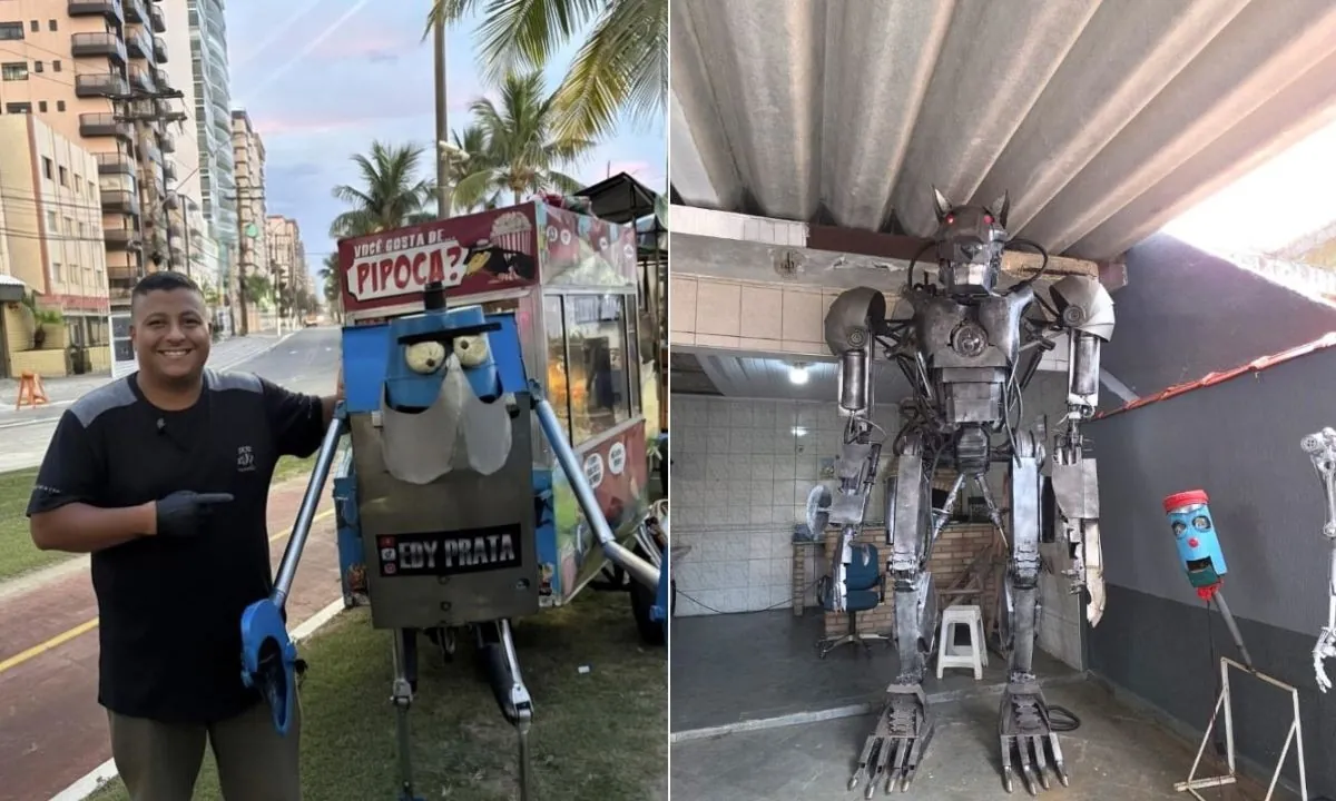 Pipoqueiro cria robô com material reciclável e triplica vendas