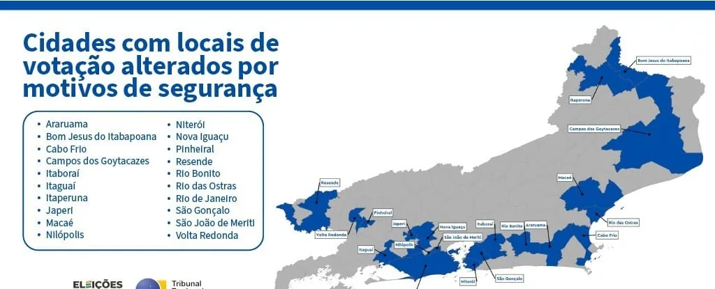 TRE-RJ altera 66 locais de votação em 20 cidades do estado