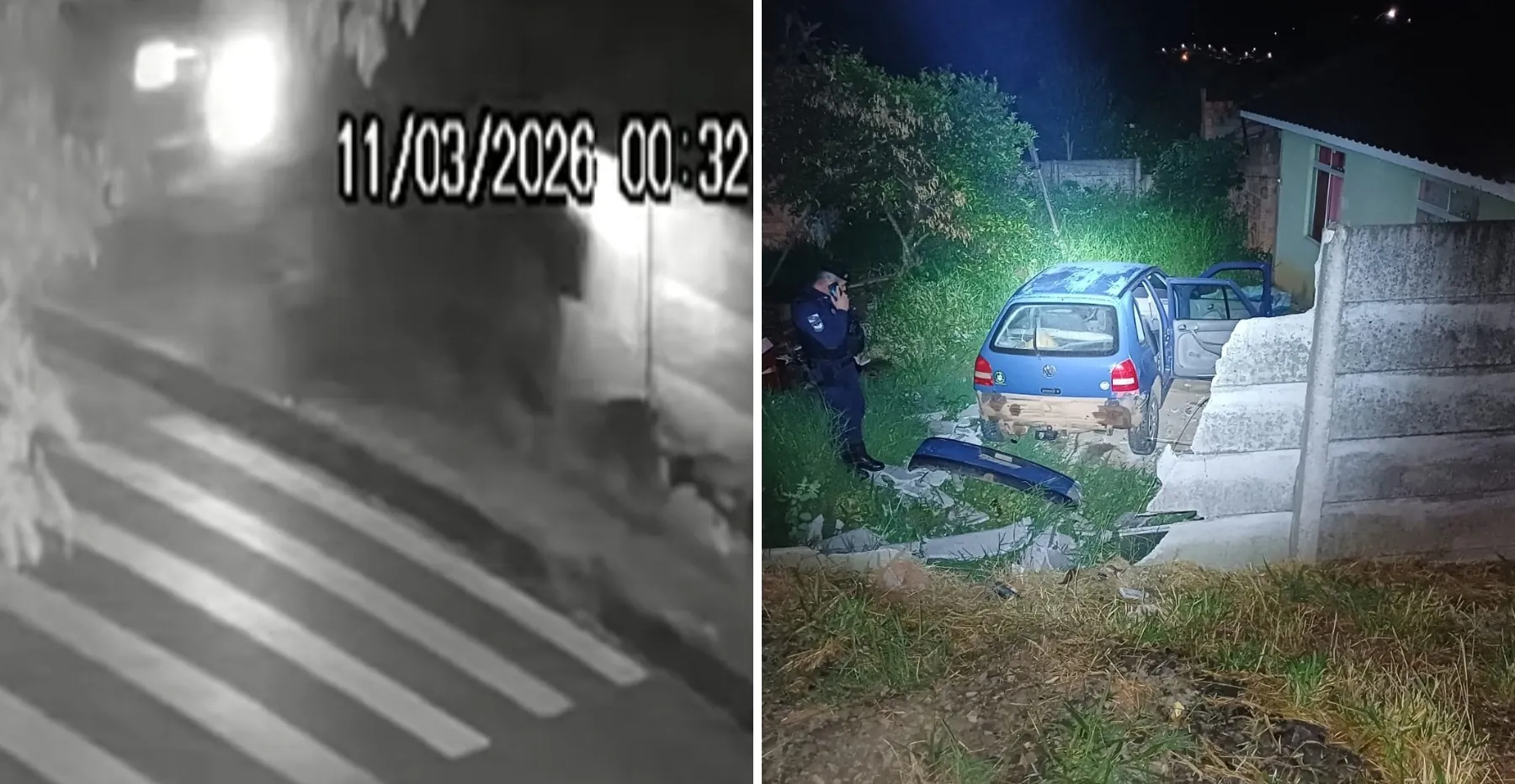 VÍDEO: motorista derruba muro e invade terreno de casa para fugir de guardas, no Paraná | G1